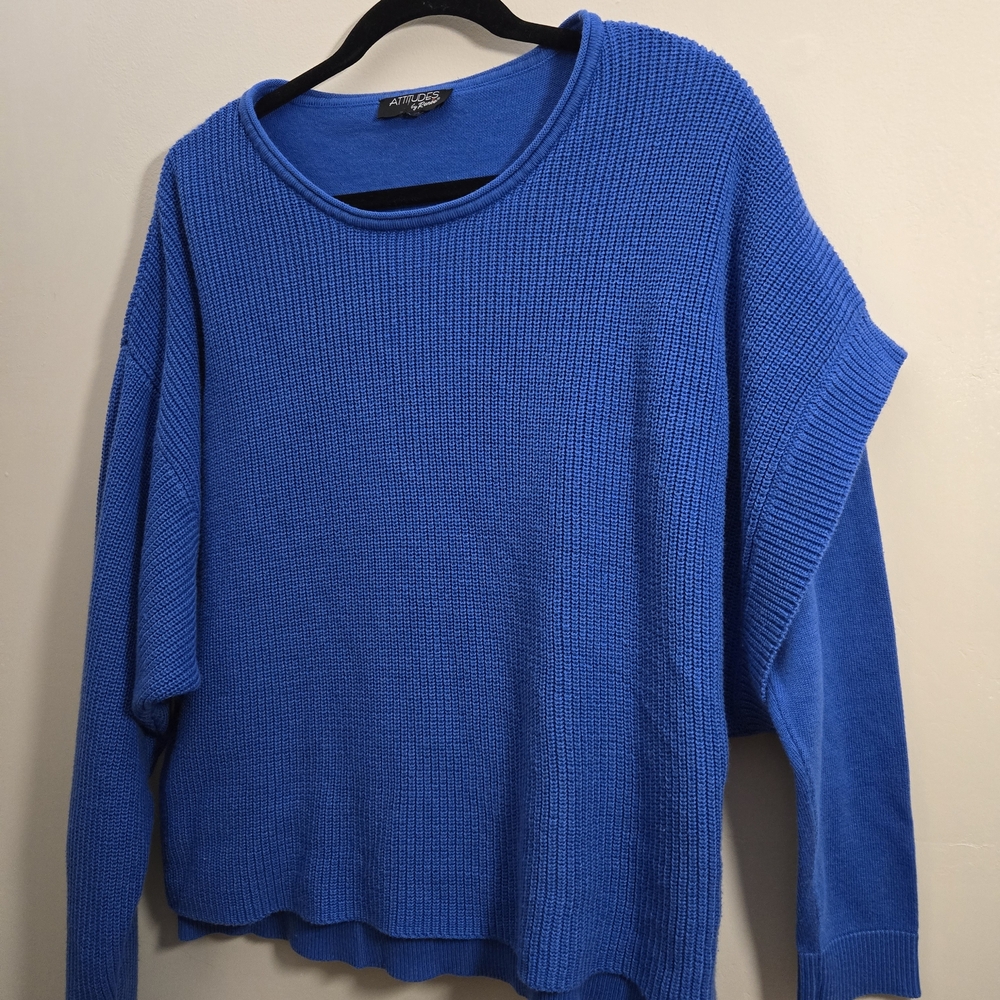 Attitudes by Renee Vibrant Blue Crew Neck Sweater